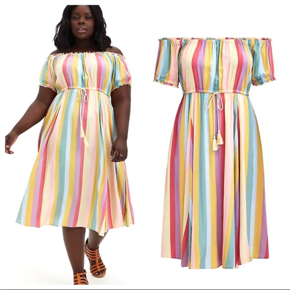 TORRID Challis Off Shoulder Midi Dress 1X